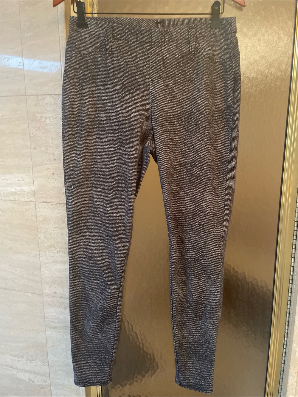 Faded Glory Women Black/White Pull On Mid Rise Skinny Fit Casual Pant Size M